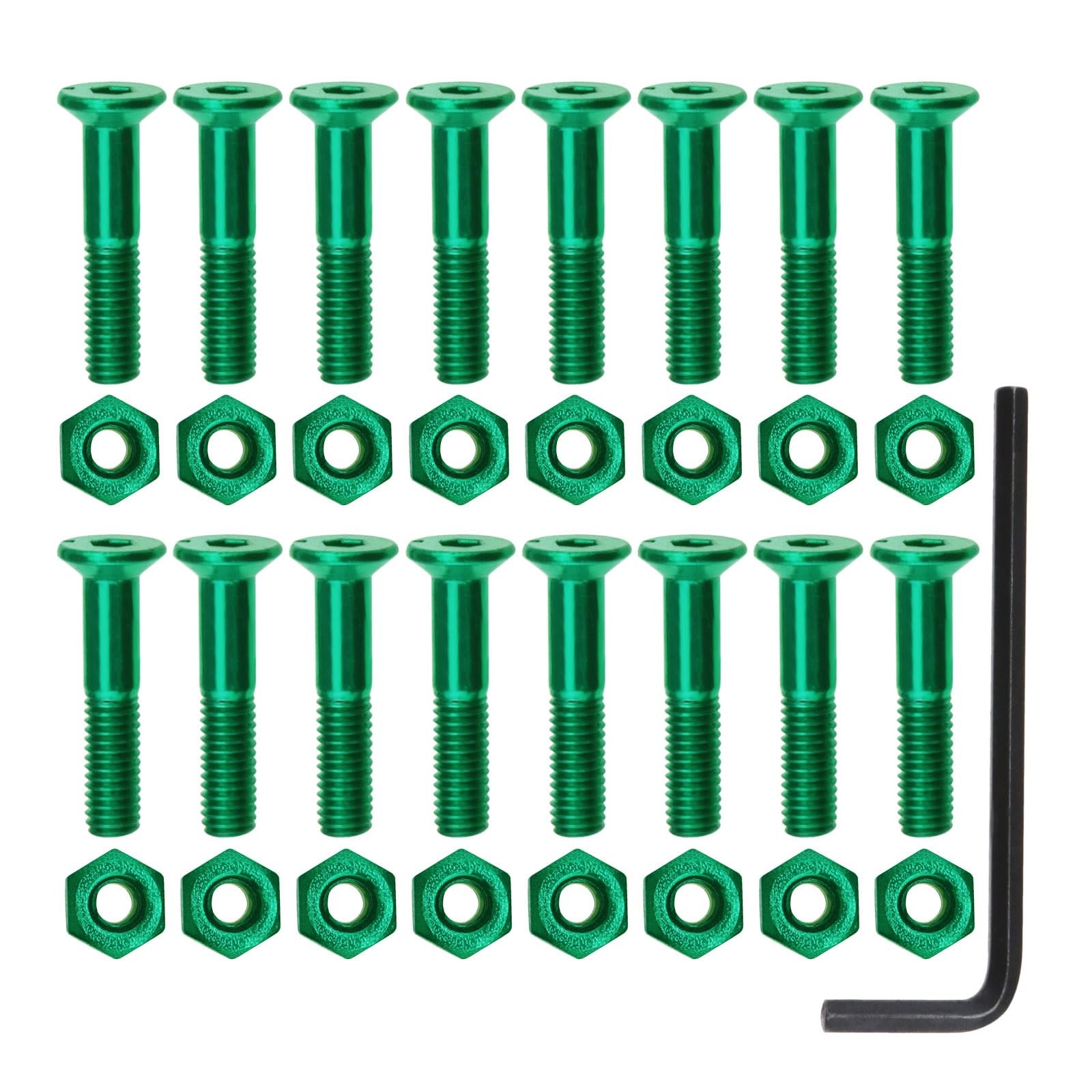16 Sets Skateboard Hardware Kit Mounting Screws Hex Head Bolts Nuts with Wren...