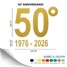 1 adesivo anniversario cinquantesimo oro a specchio