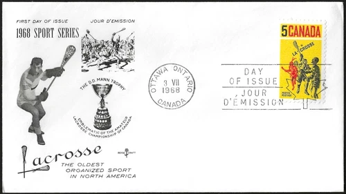 🍁Canada  #483   "LACROSSE  PLAYERS"  Fine Used  1968  Rosecraft Cover