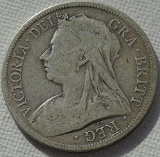 1893 Queen Victoria Old Veiled Head Silver Half-Crown, S3938, 32mm 13.58g