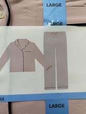 Member's Mark Womens Pink/Blk Pajama Set 2 PC Sleepwear L Cozy Gift Loungecore