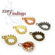 10pcs Pear 10x8mm Quality Cast Bezel Cups For Setting Flat Back - ZDP Findings