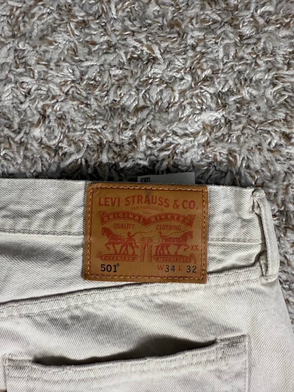 Levi's 501 Distressed Patchwork Denim Light Gray … - image 13