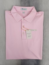 Peter Millar Palmer Pink Solid Performance Polo Self Collar ME0EK01S Men's Large