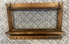 Rustic Jewelry Organizer with Bracelet Rod Wall Mounted Wooden Hanging Holder