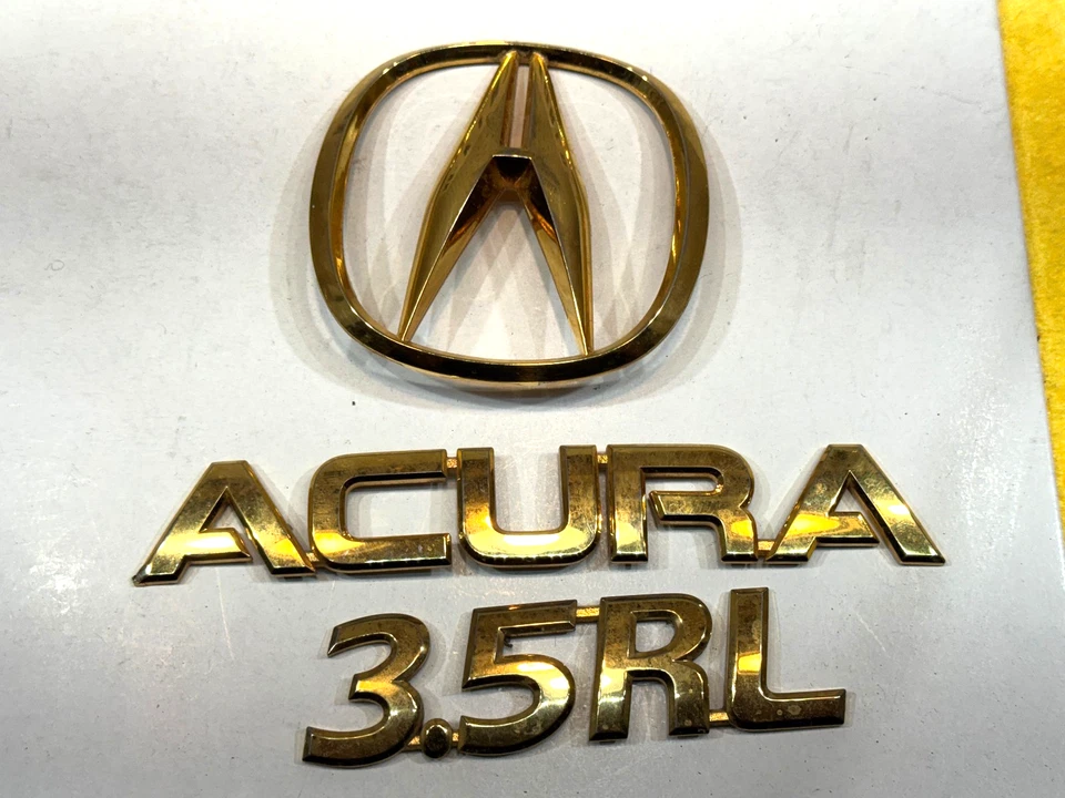 Tapa maletero trasero original Acura 96-04 3,5 RL sedán chapado en oro solo 3 emblemas Foto 2 de 4