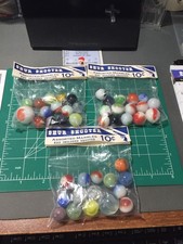 3 PKGS SHUR SHOOTER ASSORTED MARBLES 15 COUNT PER BAG MADE IN USA