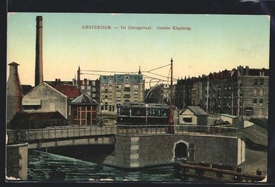 Ansichtskarte Amsterdam, De Clercqstraat, Groote Klapbrug, Strassenbahn 