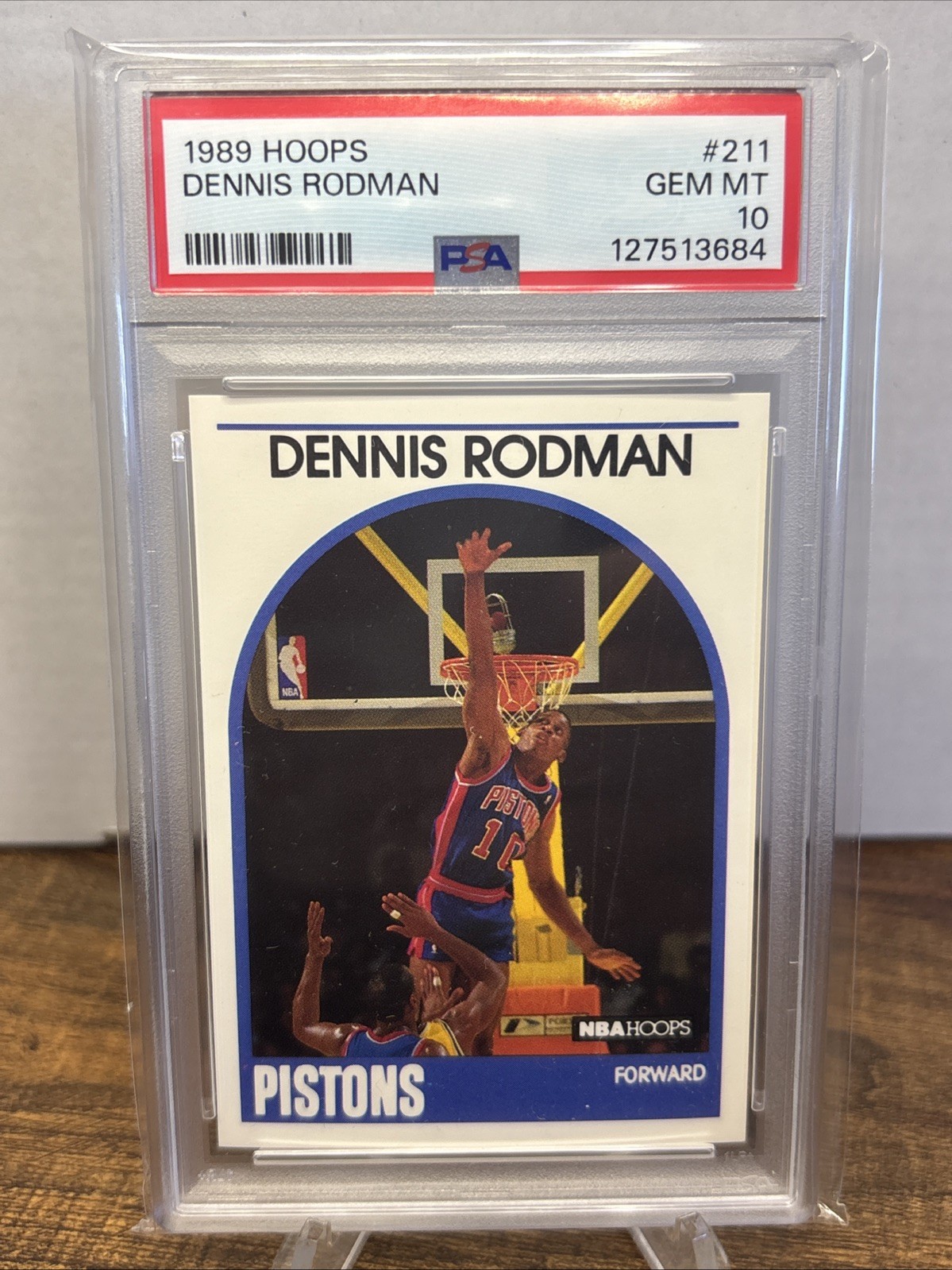 1989 HOOPS #211 DENNIS RODMAN PISTONS HOF PSA 10