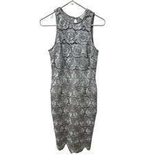 Anthropologie BHLDN Emmeline Dress Silver Floral Wedding Cocktail Lace Size 6