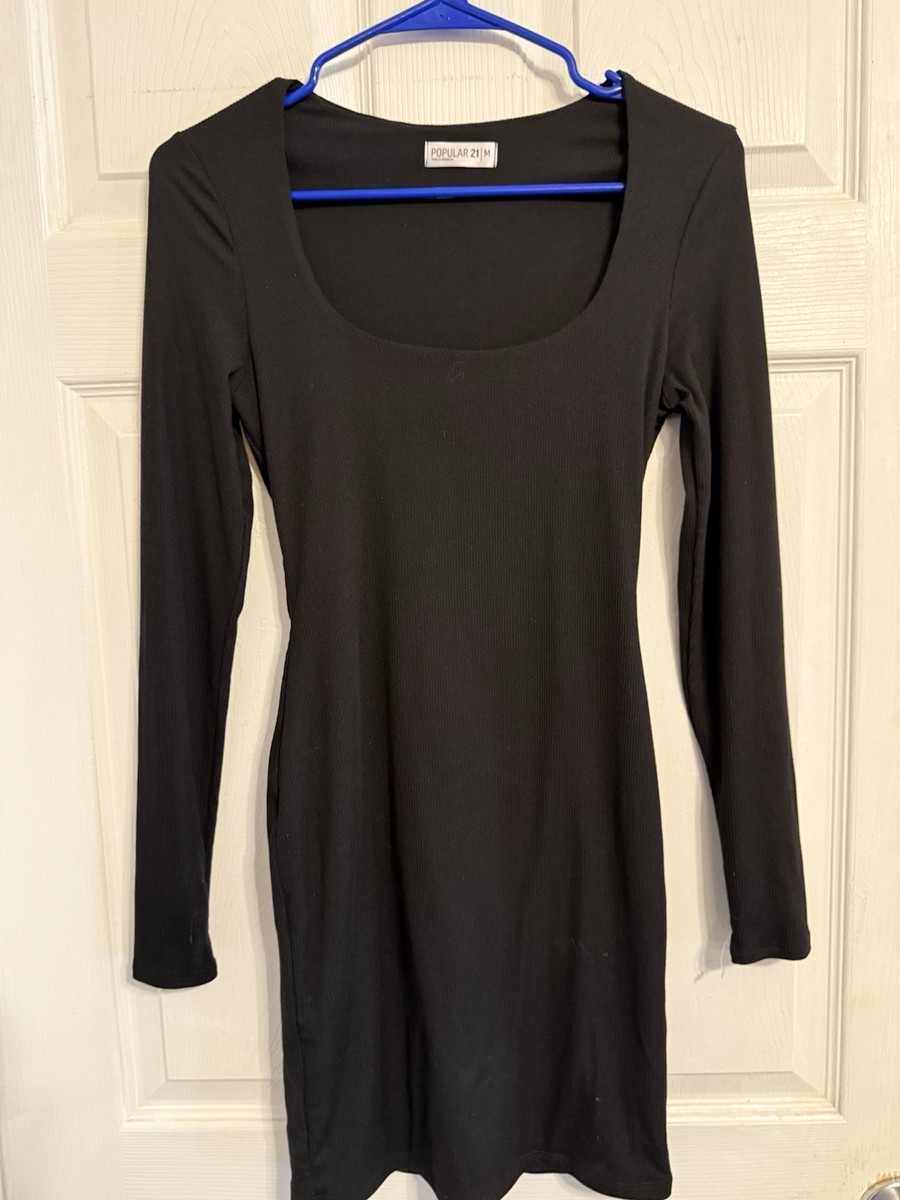 popular 21 dress medium black Dx70496 Popular 21 Black Short Sleeve