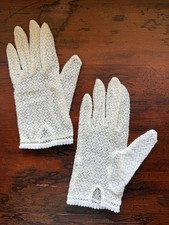 VTG Girl  s White/Cream Nylon Knit Gloves Made In Japan