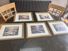 Thomas Kinkade Drucke Bild 5er Set in schönen Rahmen mit Zertifikaten 