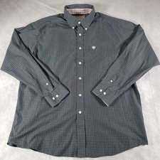Ariat Shirt Mens XL Black Check Wrinkle Free Button Down Long Sleeve Western
