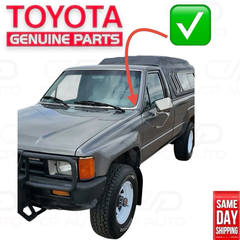 84-89 TOYOTA PICKUP PARABRISAS DELANTERO CROMADO MOLDURAS JUEGO OEM NUEVO Foto 3 de 4