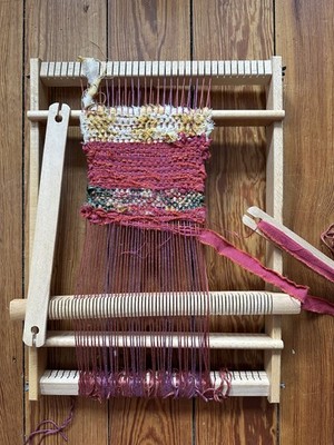 Großer Holzwebrahmen Schulwebrahmen vintage sehr gut komplett Buchenholz