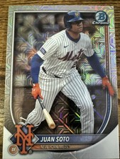 Juan Soto 2025 Bowman Chrome Mega Refractor #22 New York Mets + 10 Mystery Mets
