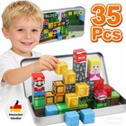 Magnetische Bausteine Reisespielzeug Tragbare Eisenbox 35 PCS Magnetspiel DE