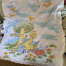 Vintage Sesame Street Baby Blanket Thermal Waffle Muppets Big Bird Project C Pic