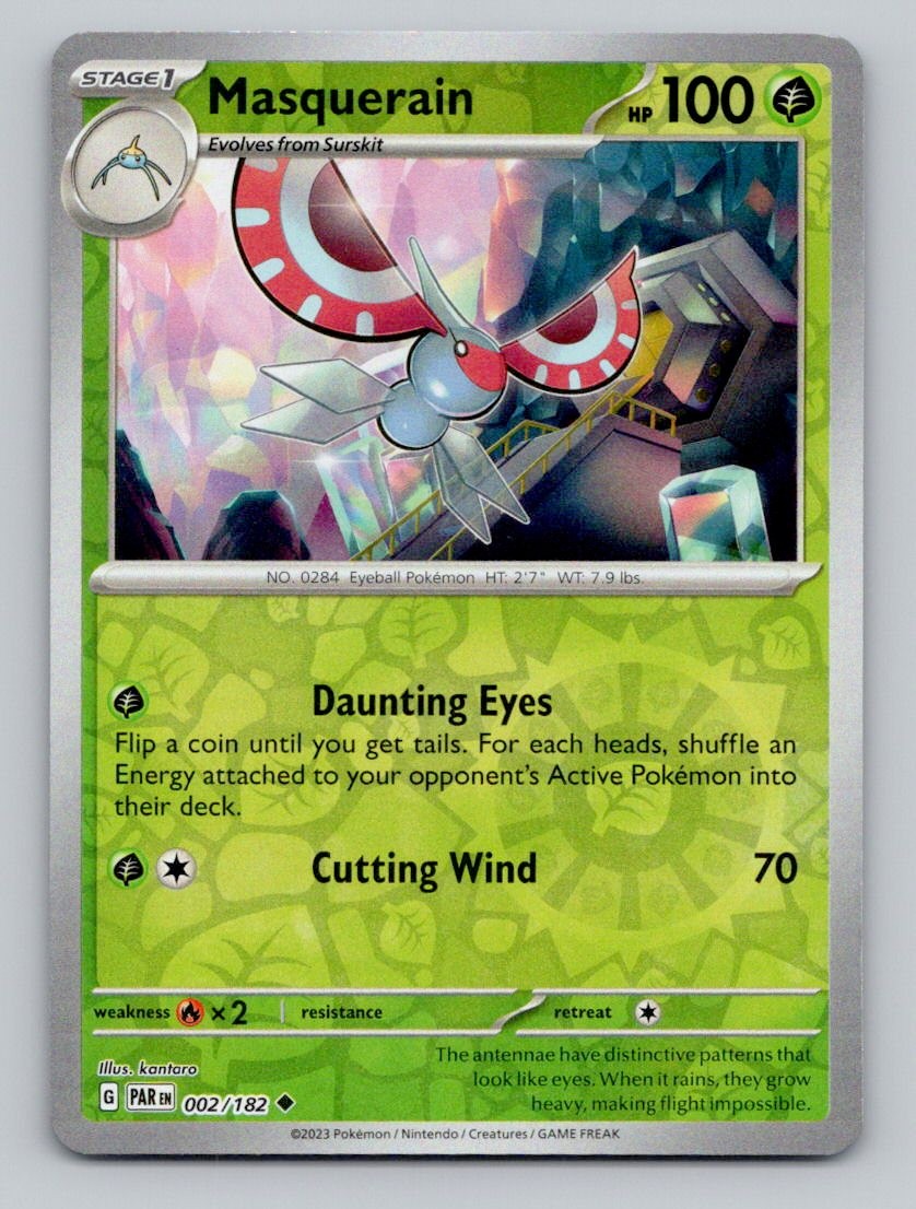 Reverse Holo Masquerain 002/182 Uncommon Paradox Rift Pokemon