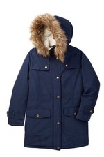 S. Rothschild Girls Navy Hispter Long Jacket Fur Medium 10/12  110 Nordstrom
