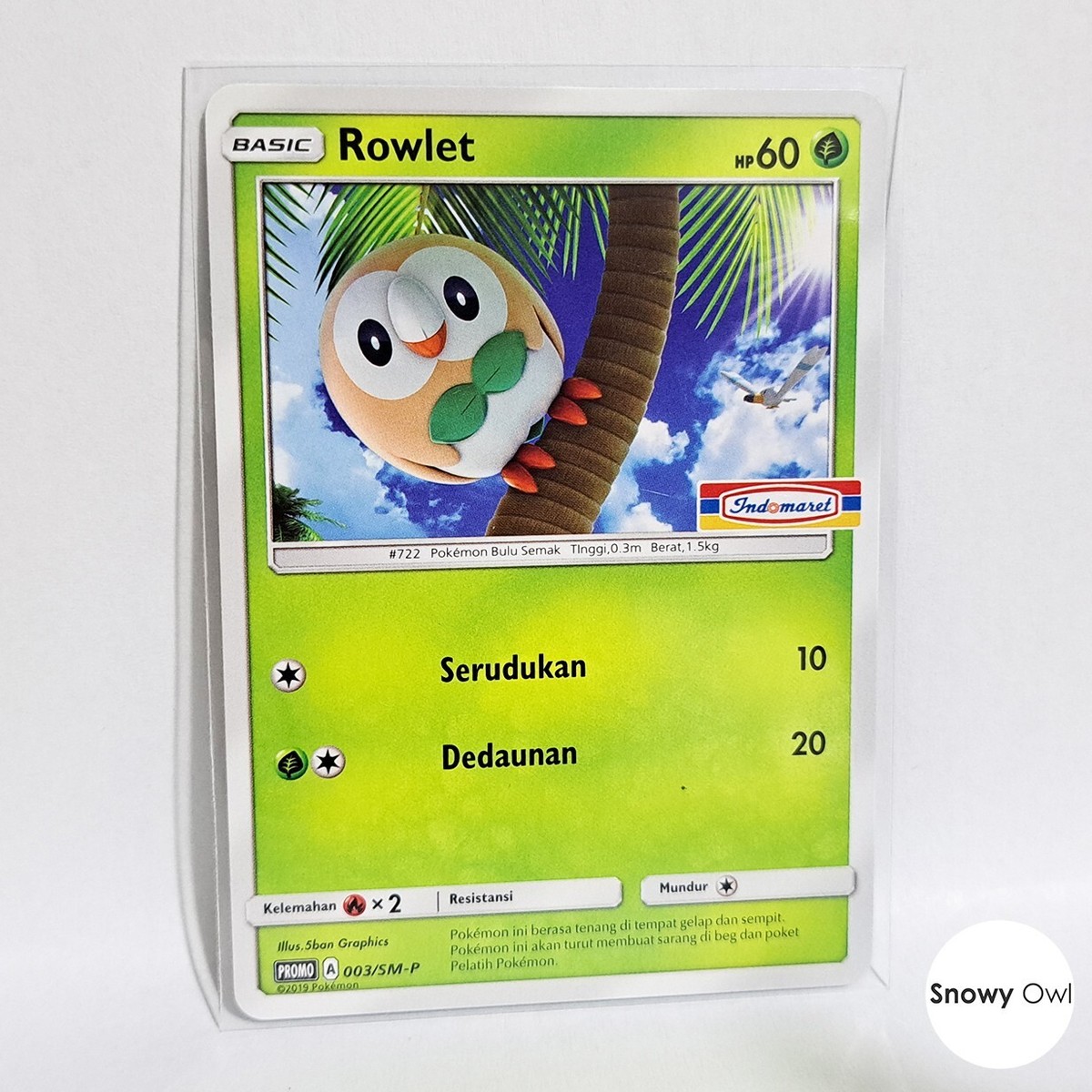 Rowlet 003/SM-P Exclusive Indomaret Stamp Promo Pokemon TCG Card