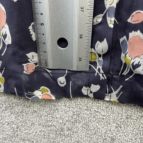 Boden Kleid Damen UK 10 L blau geblümt 100% Seide Knopfleiste Bindeband Ausschnitt Anlass - Bild 10 von 12