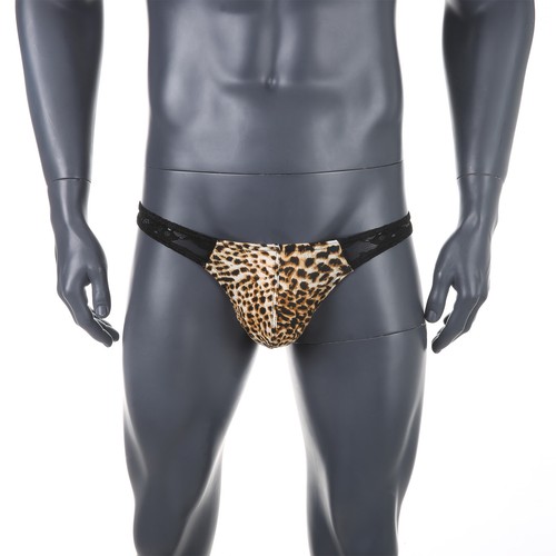 Herren Boxershorts Tanga String Slip Durchsichtige Unterwäsche Spitze Leopard - Picture 32 of 39