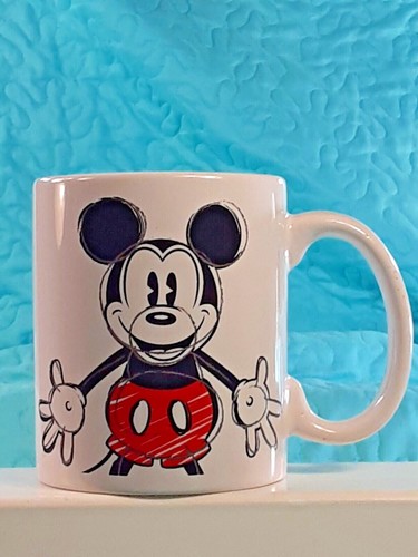 MICKEY MOUSE WALT DISNEY Double Sided Retro Style Sketch Mug 3.75" Tall