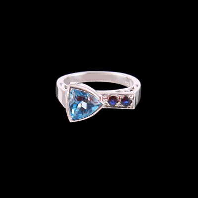 Natural Blue Topaz & Heated Sapphire Ring aus 925 Sterlingsilber #4644