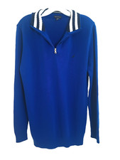 Nautica Boys Sweater Size XL Blue Rugby Stripe Collar 1/4 Zip Back To School