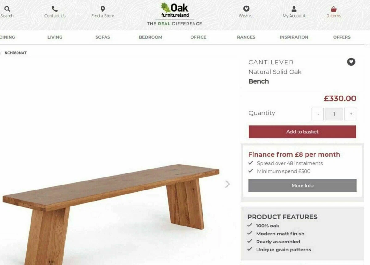 Oak furniture cheap land bench