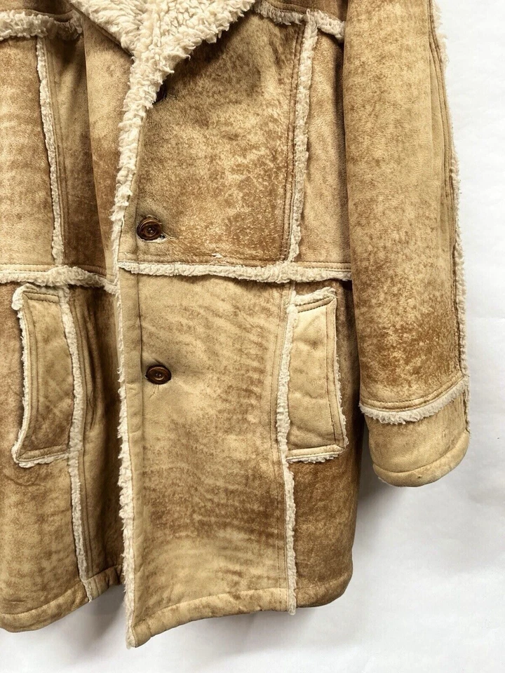 Abrigo de Colección Sherling Patchwork Cuero Sherpa Marrón 40 Field & Stream Foto 4 de 4