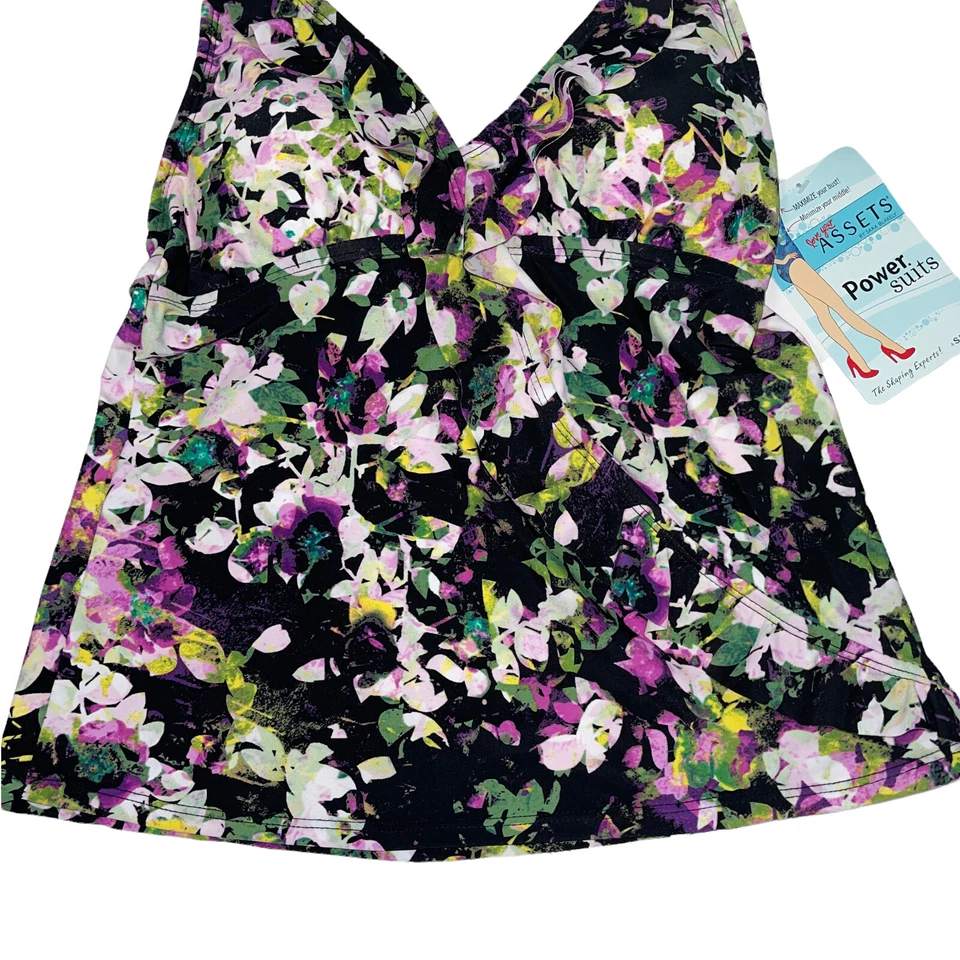 Camiseta Tankini Spanx Adelgazante Halter Correa Corbatas Floral Glamour Volantes Eclipse 1708 Foto 4 de 4