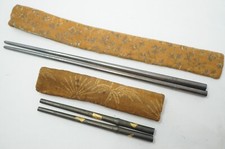 Japanese Ohashi Chopstick Set with Family Crest & Possibly Silver in Bag 0110F8