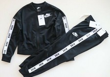 NIKE SPORTSWEAR PANTS ZIP JACKET SET TRACKSUIT - BLACK CV9657-010 KIDS GIRLS M