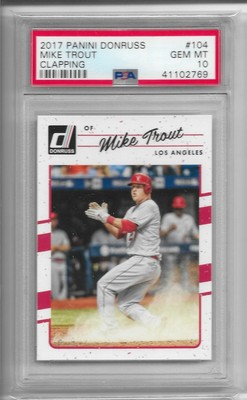 2017 Donruss #104 Mike Trout Clapping Short Print Angels graded PSA 10 Gem Mint