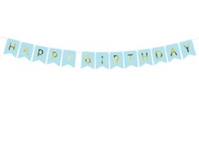 Geburtstag Wimpel-Banner Happy Birthday blau gold groß Deko zum Hängen Hartpapie