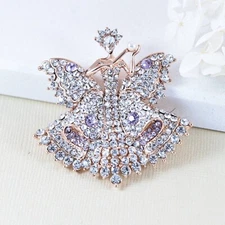 Butterfly Fairy Angel Austrian Rhinestone Crystal Brooch Pin Gold, Rose G B2282