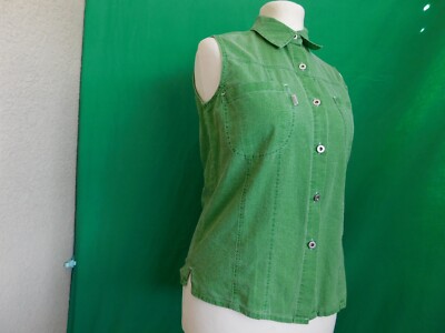 ''Esprit Jeans''Damen Stoff Hemdkragen Bluse gr.38.Grün.2Knopfen.Ärmellos