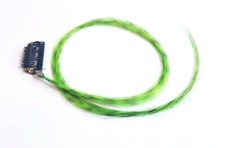 Green feather hair extension clip in, thin strand