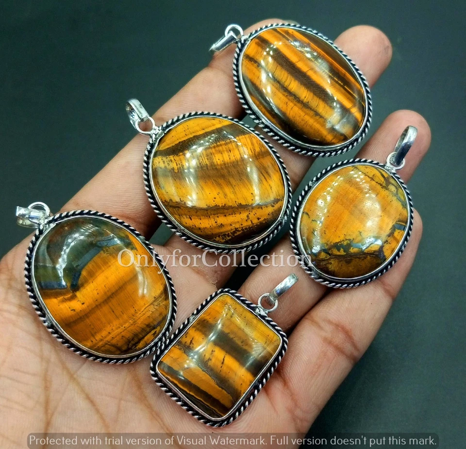 Lote de colgantes al por mayor de piedras preciosas de ojo de tigre natural de regalo Foto 2 de 2