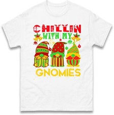Image of Chillin With My Gnomies Christmas Funny Holiday T Shirt,Merry Christmas Gift Top