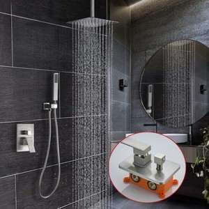 Ceiling Shower System Brushed Nickel Shower Faucet Set With 16