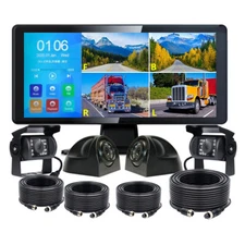 Touch Screen 10.36" Quad Monitor BT 360° DVR Front Side Rear View Camera Truck