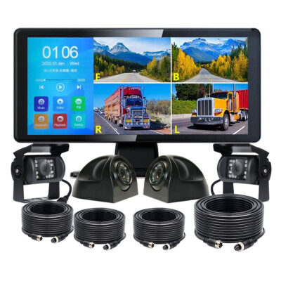 Touch Screen 10.36'' Quad Monitor BT 360° DVR Front Side Rear View Camera Truck