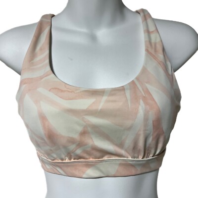 Athleta Pink and Cream Swirl Wired Sports Bra Size 34 B/C