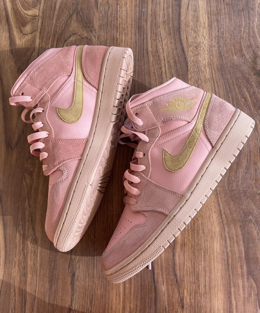 Nike Air Jordan 1 Mid Coral Pink Gold 852542-600 Mens Size 9 Regular Price  $325 | eBay