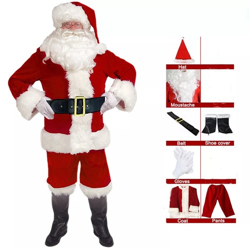 Santa Claus Costume Suit Adult Father Christmas Fancy Dress Mens Xmas Outfit NEW - Picture 26 of 34