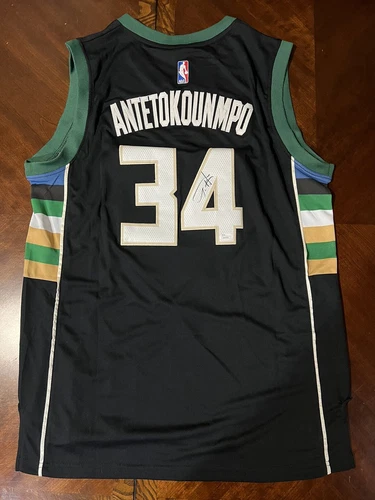 Giannis Antetokounmpo Autograph Basketball Jersey Signed Milwaukee Bucks JSA